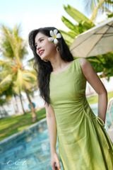 Đầm linen rút túi sát nách Cói Design