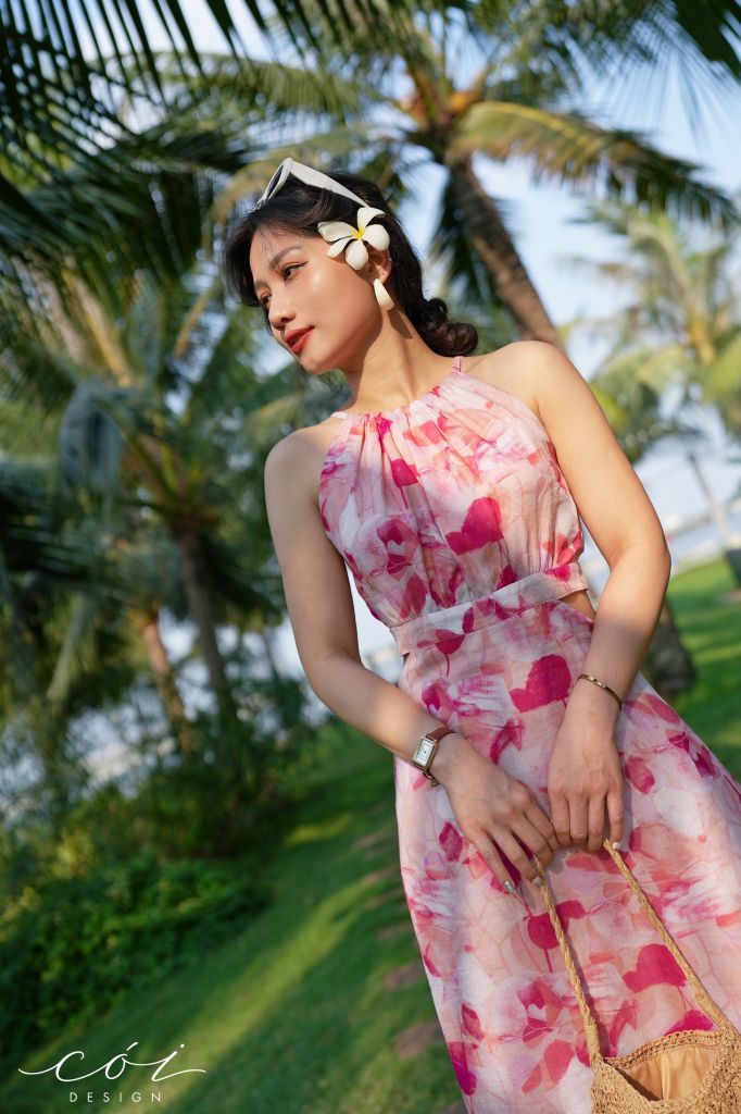 Đầm yếm khoét eo linen tơ Premium Cói Design