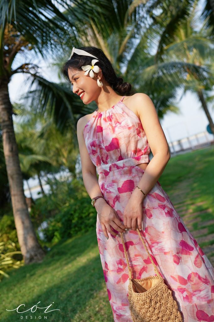 Đầm yếm khoét eo linen tơ Premium Cói Design