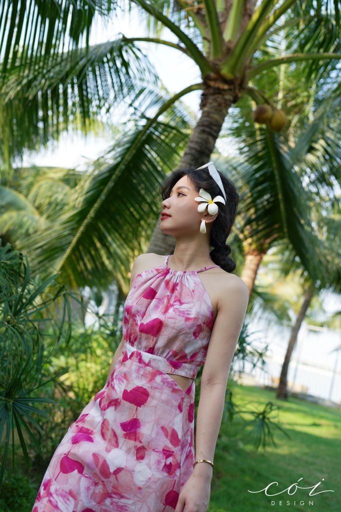 Đầm yếm khoét eo linen tơ Premium Cói Design