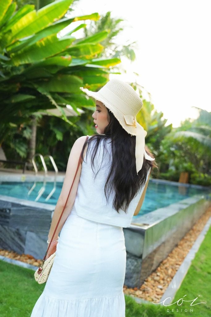 Áo sát nách nút bọc phối dây Linen tưng premium Cói Design