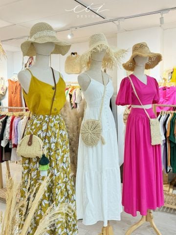 Áo 2 dây nút dừa Linen tưng premium Cói Design