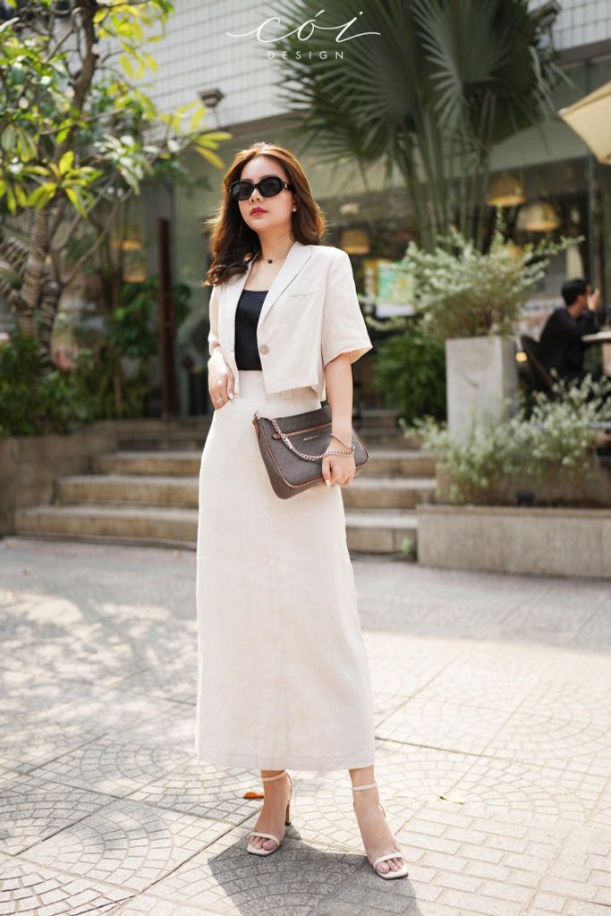 Sét chân váy cổ vest Cói Design