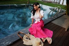 Áo croptop tay bí phối dây linen Cói Design