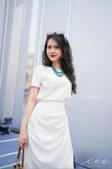 Set chân váy xếp ly eo Linen tưng premium Cói Design