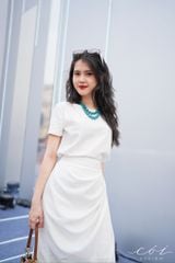 Set chân váy xếp ly eo Linen tưng premium Cói Design