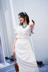 Set chân váy xếp ly eo Linen tưng premium Cói Design