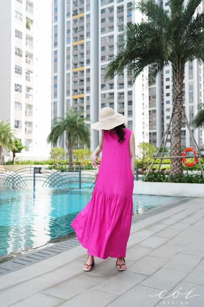 Đầm suông maxi linen tưng premium Cói Design