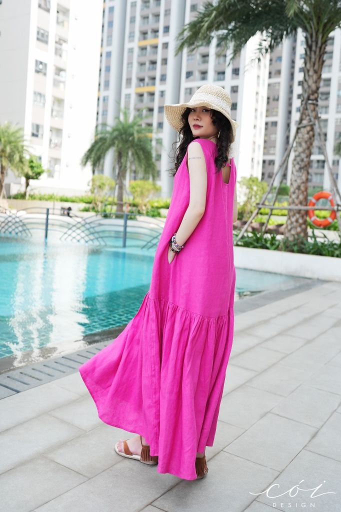 Đầm suông maxi linen tưng premium Cói Design