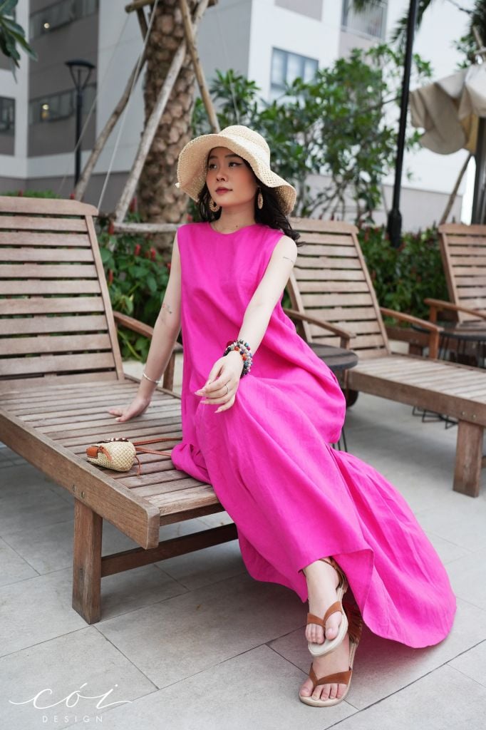 Đầm suông maxi linen tưng premium Cói Design