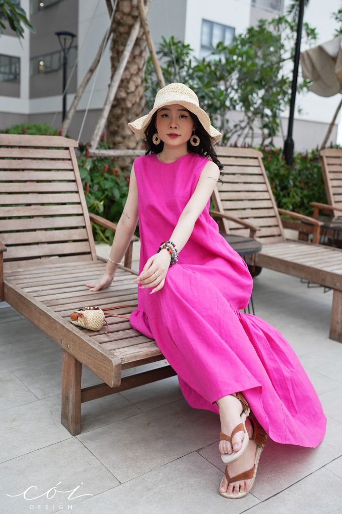 Đầm suông maxi Linen tưng premium Cói Design