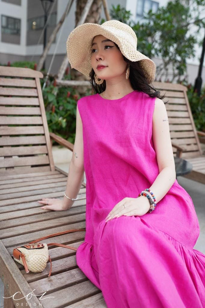 Đầm suông maxi linen tưng premium Cói Design