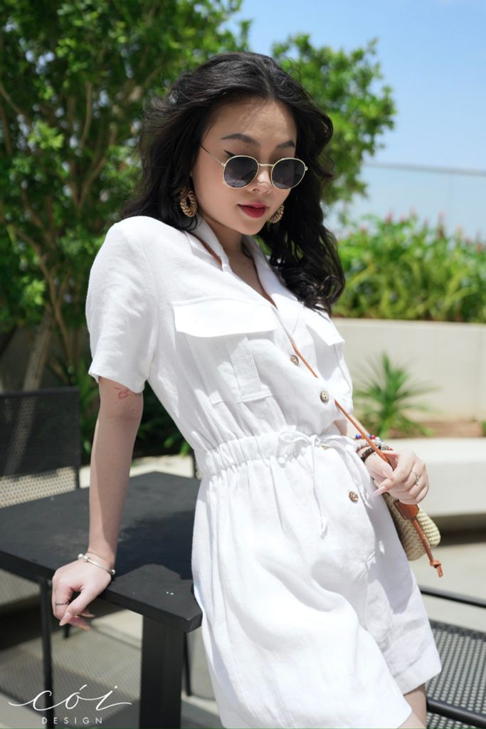 Jumpsuit ngắn cổ danton Linen tưng premium Cói Design