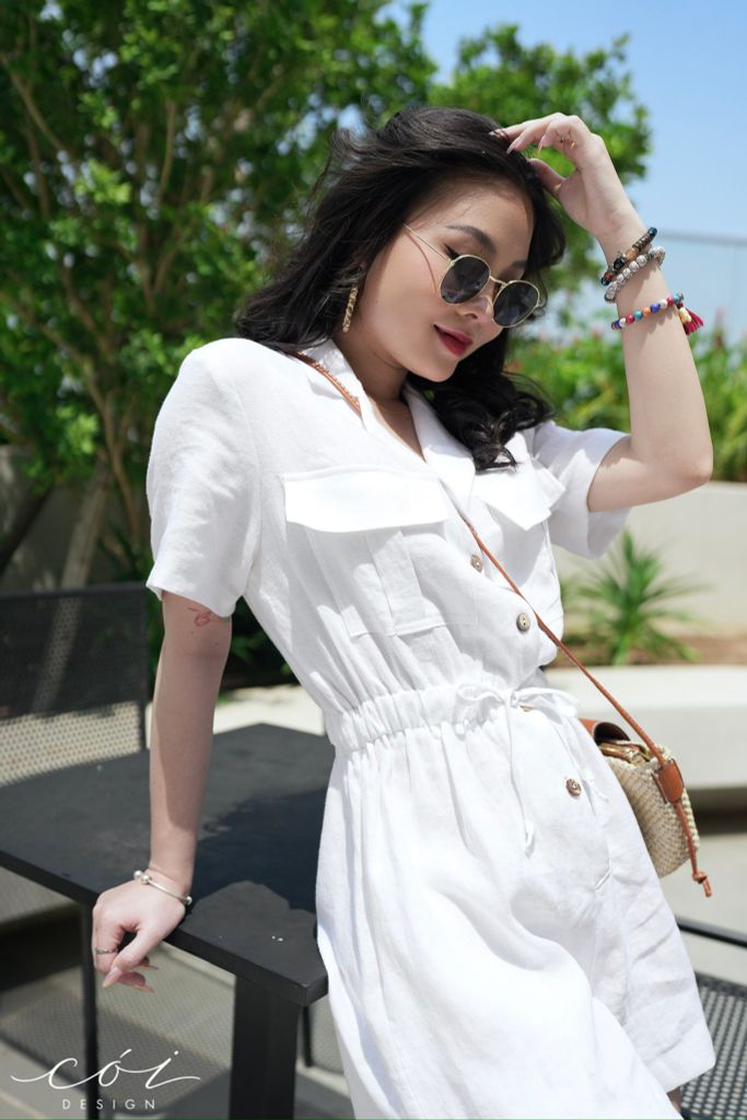 Jumpsuit ngắn cổ danton Linen tưng premium Cói Design