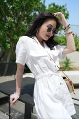Jumpsuit ngắn cổ danton Linen tưng premium Cói Design