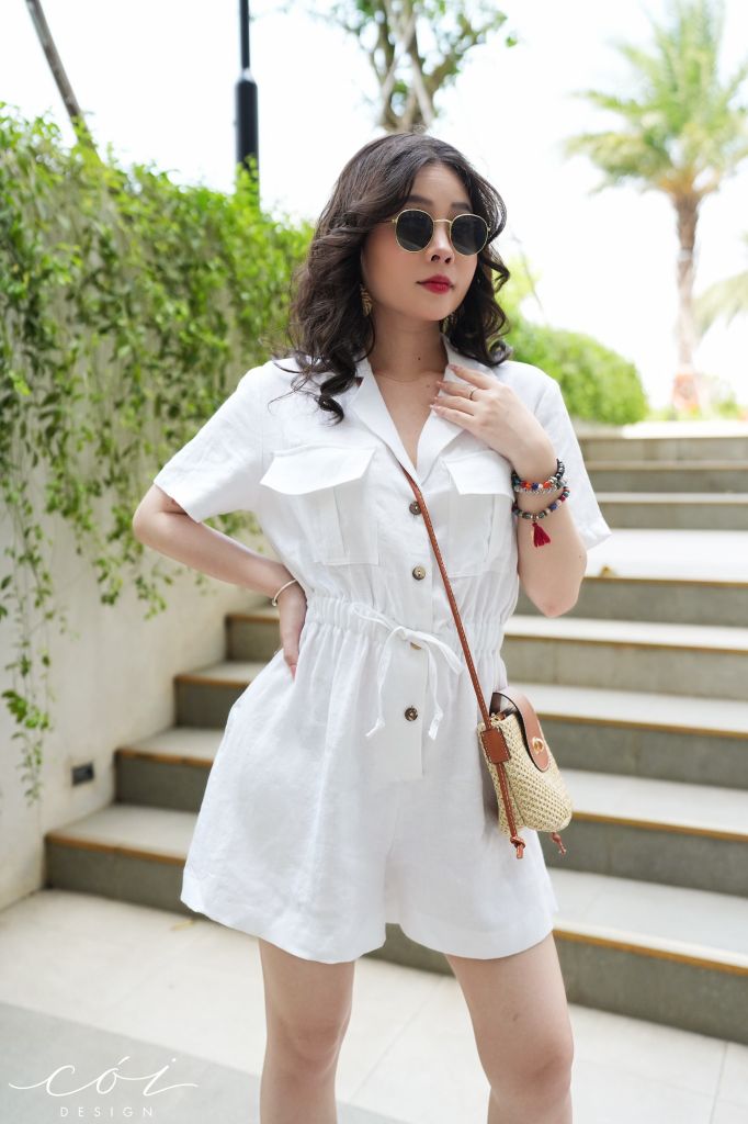 Jumpsuit ngắn cổ danton Linen tưng premium Cói Design