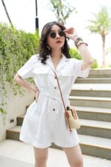 Jumpsuit ngắn cổ danton Linen tưng premium Cói Design