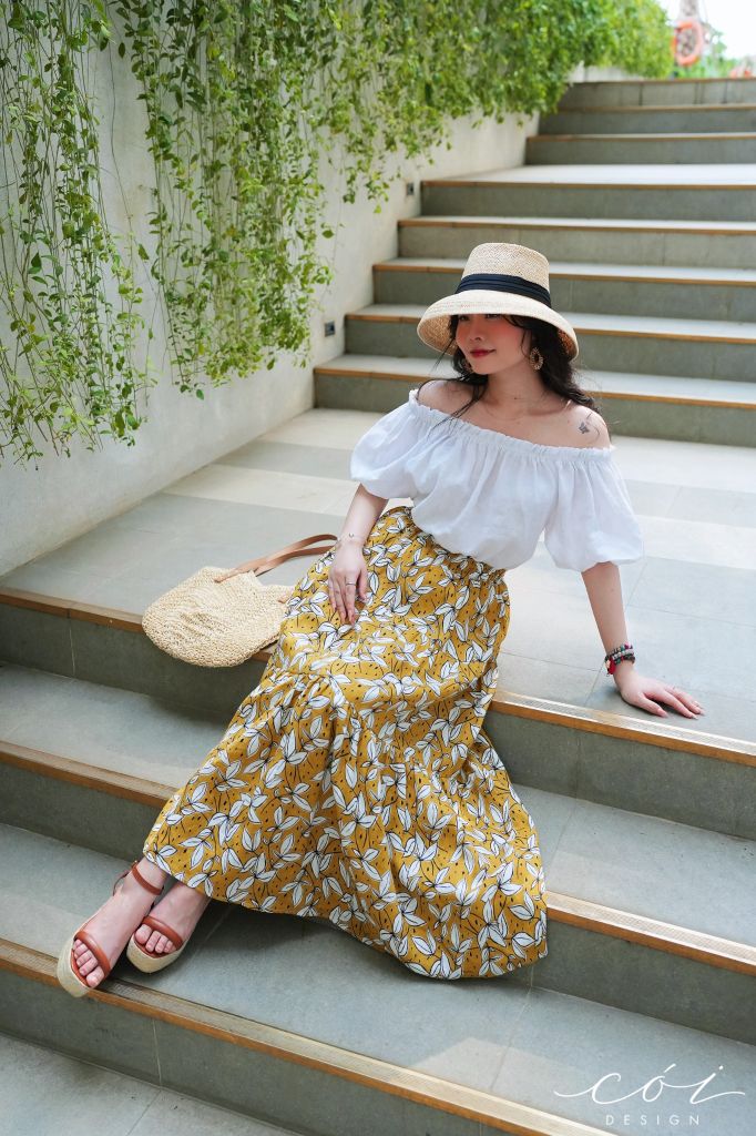 Chân váy tầng Linen tưng premium Cói Design