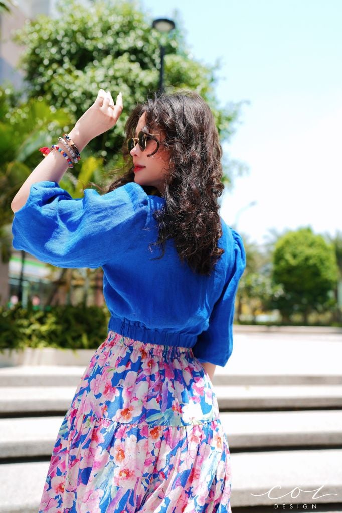 Áo croptop tay bí phối dây linen Cói Design