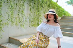 Áo xếp nhún bẹt vai Linen tưng premium Cói Design