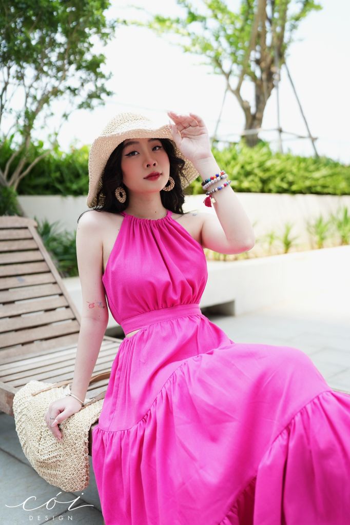 Đầm yếm tầng khoét eo Linen hàn Cói Design