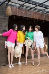 Áo nút bọc xẻ vai linen tưng premium Cói Design