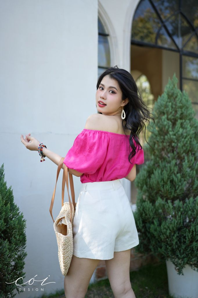 Áo tay bí bẹt vai Linen tưng premium Cói Design