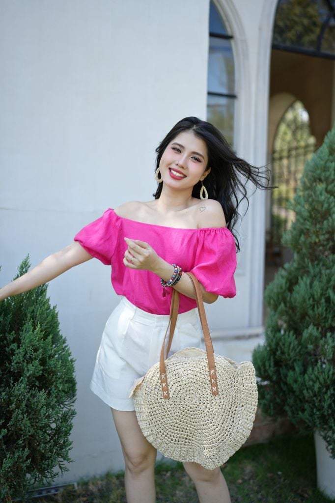 Áo tay bí bẹt vai Linen tưng premium Cói Design