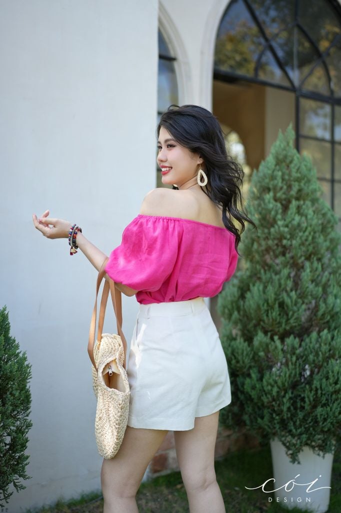 Áo tay bí bẹt vai Linen tưng premium Cói Design