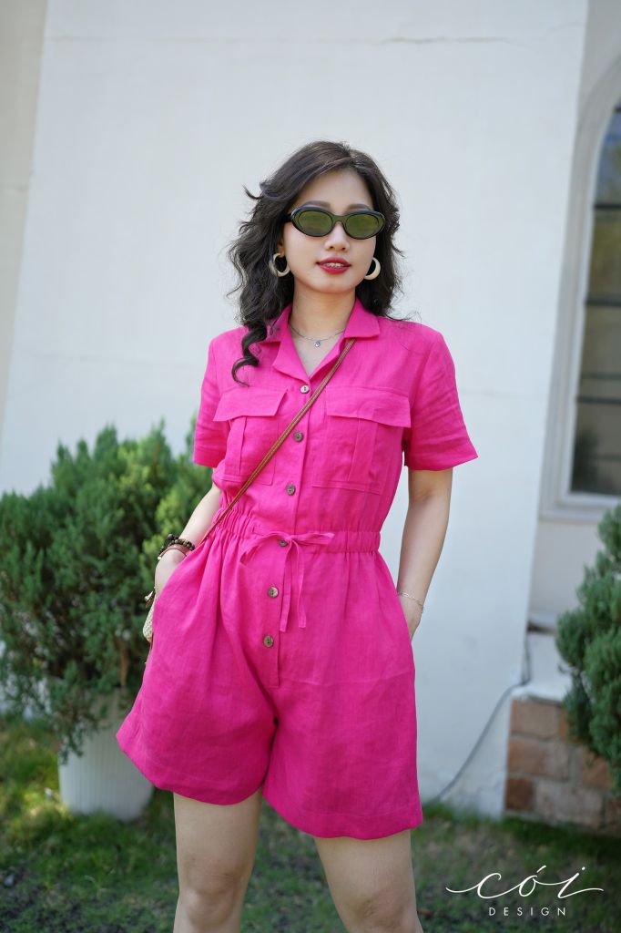 Jumpsuit ngắn cổ danton Linen tưng premium Cói Design
