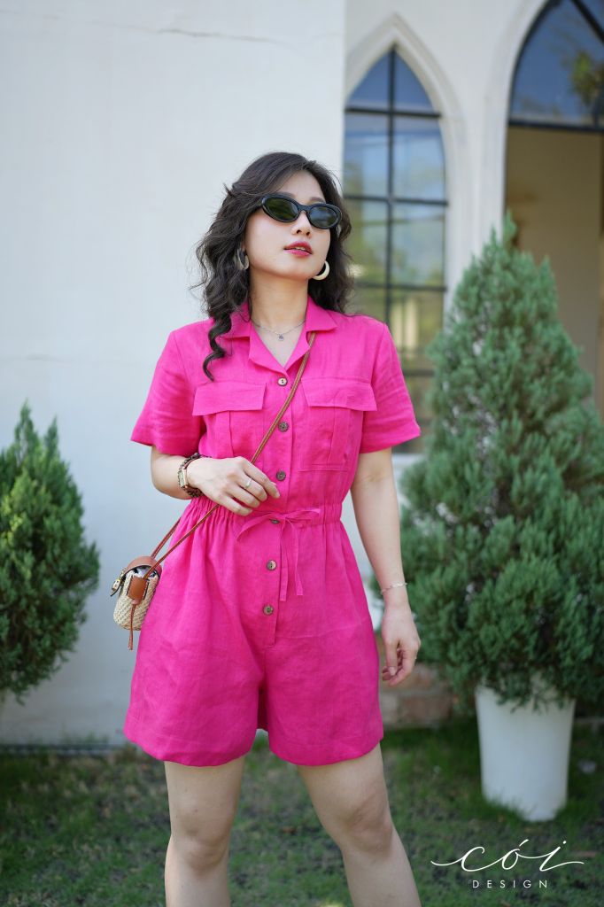 Jumpsuit ngắn cổ danton Linen tưng premium Cói Design