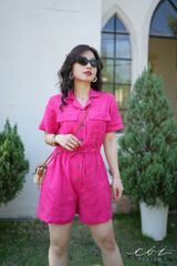 Jumpsuit ngắn cổ danton linen Cói Design