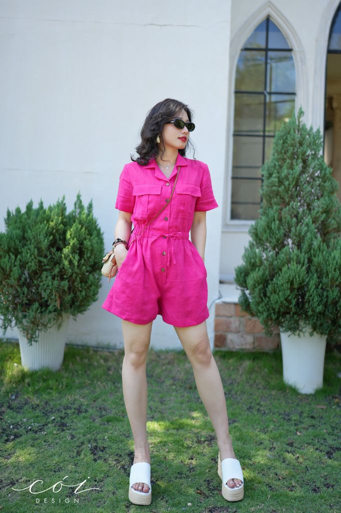 Jumpsuit ngắn cổ danton Linen tưng premium Cói Design