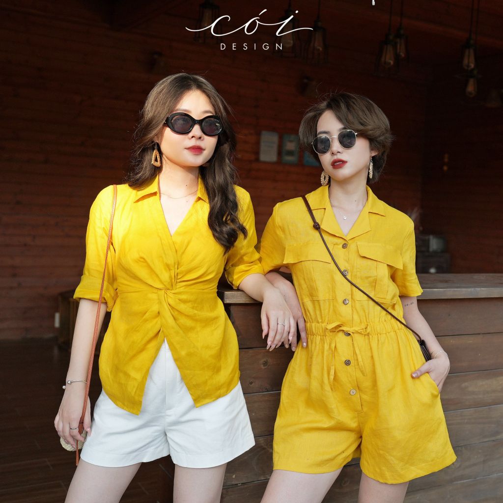 Jumpsuit ngắn cổ danton Linen tưng premium Cói Design