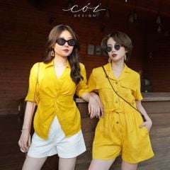 Jumpsuit ngắn cổ danton Linen tưng premium Cói Design