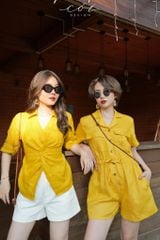 Jumpsuit ngắn cổ danton Linen tưng premium Cói Design