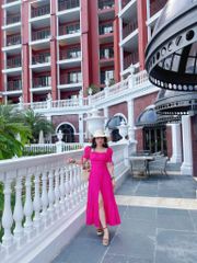 Đầm nhún ngực xẻ tà linen hàn Cói Design