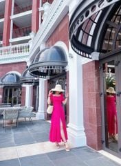 Đầm nhún ngực xẻ tà linen hàn Cói Design