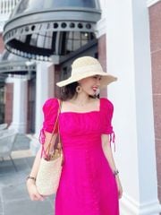 Đầm nhún ngực xẻ tà linen hàn Cói Design