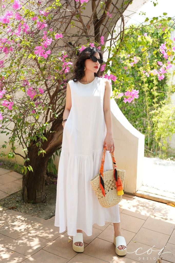 Đầm suông maxi linen tưng premium Cói Design