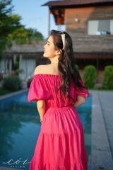 Áo xếp nhún bẹt vai Linen tưng premium Cói Design