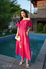 Áo xếp nhún bẹt vai Linen tưng premium Cói Design