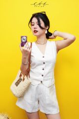 Áo gile phối dây linen tưng premium Cói Design