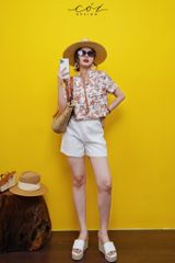 Áo danton họa tiết linen Nữ Cói Design