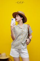 Áo danton họa tiết linen Nữ Cói Design