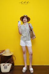 Áo danton họa tiết linen Nữ Cói Design