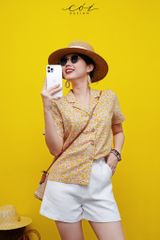 Áo danton họa tiết linen Nữ Cói Design