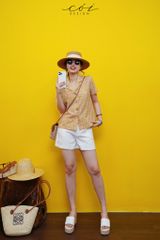 Áo danton họa tiết linen Nữ Cói Design