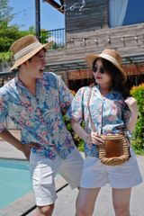 Áo danton họa tiết linen Nữ Cói Design