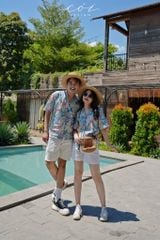 Áo danton họa tiết linen Nữ Cói Design